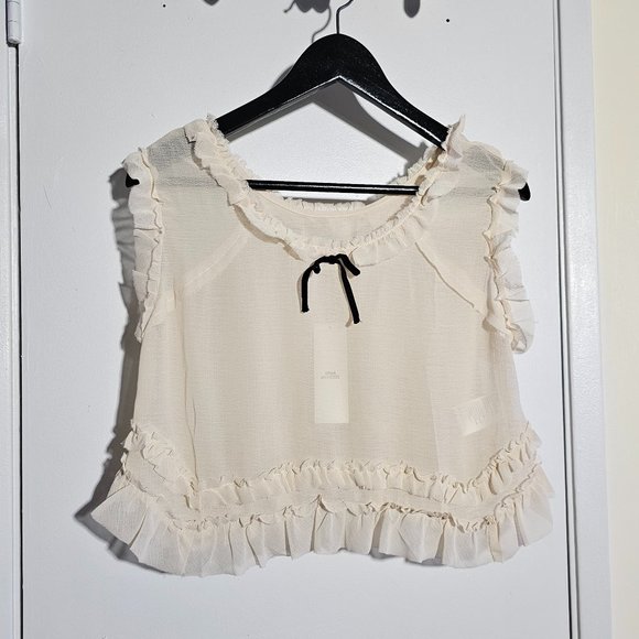 Urban Outfitters Tops - 🏷️NWT Kimchi Blue Anabelle Sheer Ruffle Blouse In Cream/Black - Various Sizes